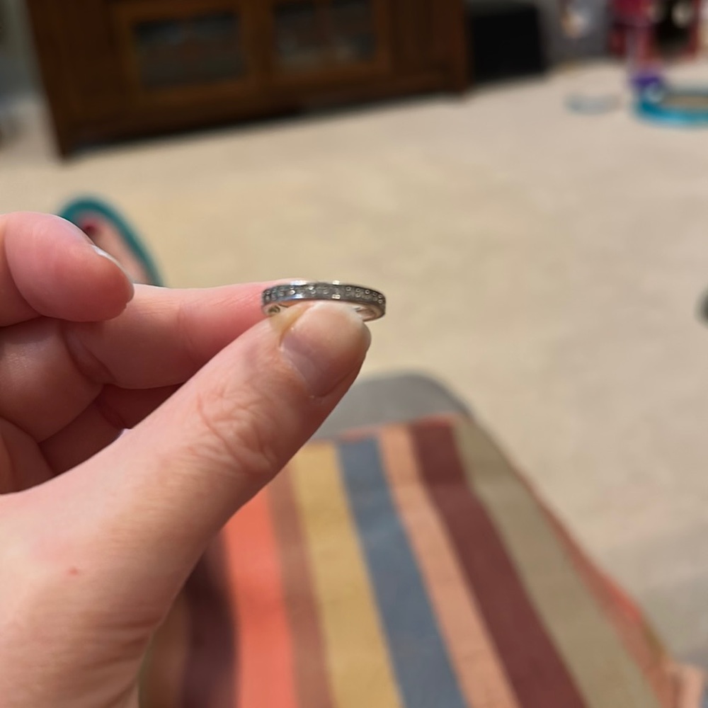 Very shiny half eternity style cz wedding band